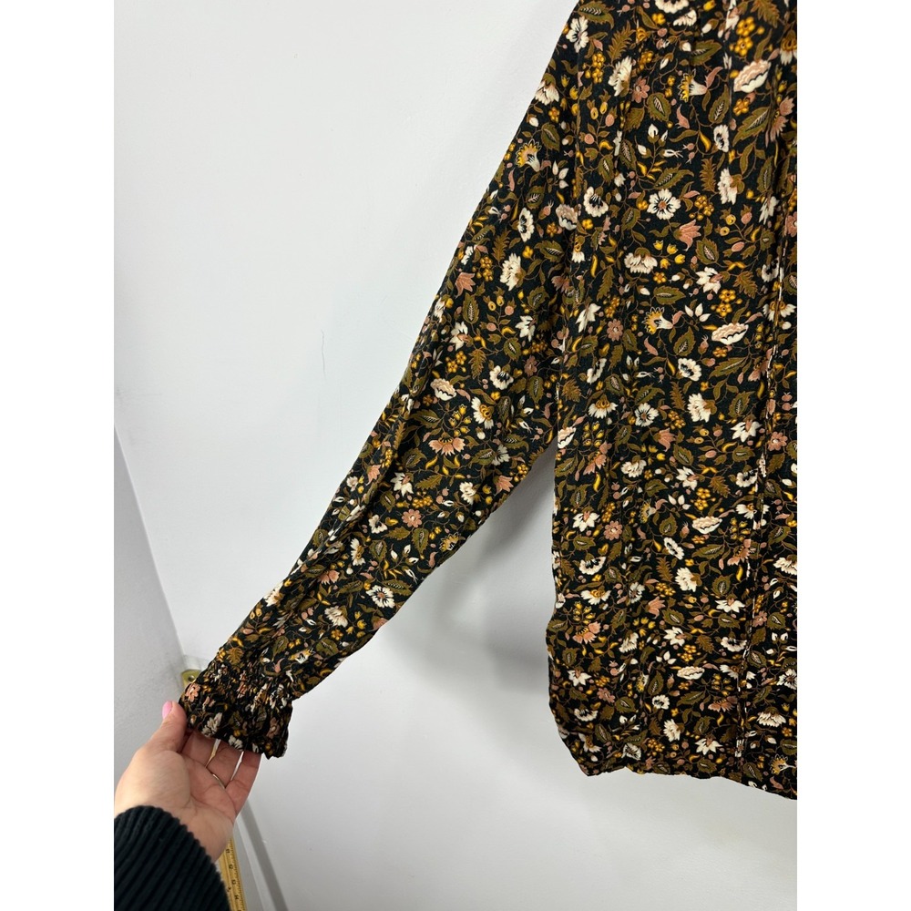 Knox Rose Floral Peasant Top Women Large Black Long Sleeve Dark Cottage Feminine - Picture 3 of 7